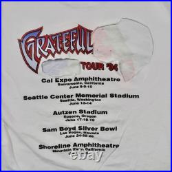 Vintage 90s 1994 Grateful Dead Summer Tour T Shirt White XL Single Stitch Native
