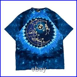 Vintage 90s 2000s Grateful Dead Moon Liquid Blue Tie Dye T-Shirt Tee Size Large