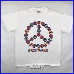 Vintage 90s GRATEFUL DEAD POGS PEACE T-Shirt MEDIUM rock concert tour cartoon