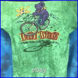 Vintage 90s GRATEFUL DEAD TREADS ALL OVER PRINT T-Shirt LARGE rock concert bike