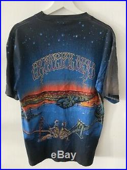 Vintage 90s Grateful Dead All Over Print T Shirt Brockum Large 1990