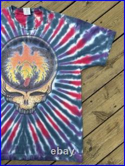 Vintage 90s Grateful Dead Band Tee Tie Dye Steal Your Face Phoenix Music Shirt L