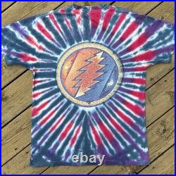 Vintage 90s Grateful Dead Band Tee Tie Dye Steal Your Face Phoenix Music Shirt L