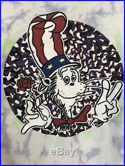 Vintage 90s Grateful Dead Cat In The Hat Long Sleeve Tye Dye Shirt Concert Tour