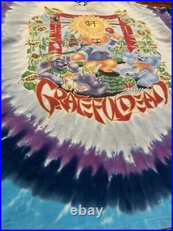 Vintage 90s Grateful Dead China Rider Bear Liquid Blue Tie Dye Tee XXL Rare 1997