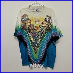 Vintage 90s Grateful Dead Egypt Sphinx Tie Dye All Over Print Shirt Size 2XL