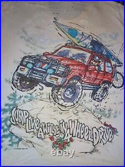 Vintage 90s Grateful Dead Liquid Blue 4x4 Off Road Truckin XL Thrashed Tee Shirt