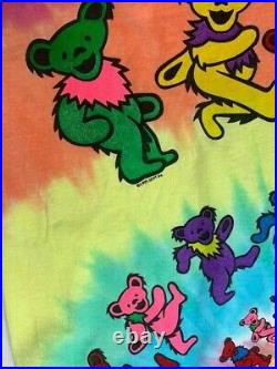 Vintage 90s Grateful Dead Liquid Blue T-Shirt XL Tie Dye Rainbow Bears 1995