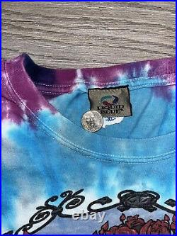 Vintage 90s Grateful Dead Liquid Blue Tie Dye Long Sleeve T-Shirt Men Sz XL 1995