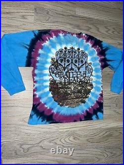 Vintage 90s Grateful Dead Liquid Blue Tie Dye Long Sleeve T-Shirt Men Sz XL 1995