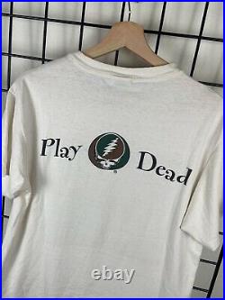 Vintage 90s Grateful Dead Play Dead White Double Sided T Shirt Size Medium