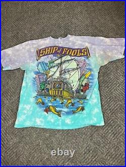 Vintage 90s Grateful Dead Shirt Mens XL Ship Of Fools Liquid Blue Tie Dye Adult