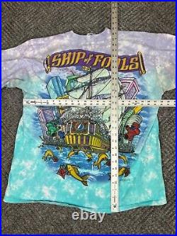 Vintage 90s Grateful Dead Shirt Mens XL Ship Of Fools Liquid Blue Tie Dye Adult
