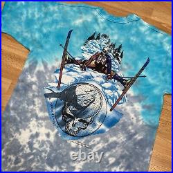 Vintage 90s Grateful Dead T-Shirt 1995 Tie-Dye US Skiing Skeleton Band Tour Tee
