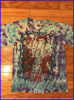 Vintage 90s Grateful Dead Tie Dye Black Music Tee T-Shirt