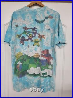 Vintage 90s Grateful Dead Tye Dye T-Shirt XL 1993 Liquid Blue Parachute Bears