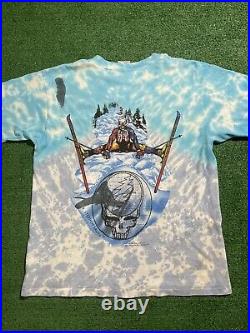 Vintage 90s Grateful Dead US Ski Team Winter Tour Tie Dye T Shirt Adult Size L