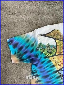 Vintage 90s Hippie Grateful Dead Psychedelic T Shirt Liquid Blue