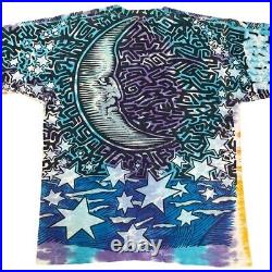Vintage 90s Liquid Blue Grateful Dead Sun Moon AOP Tie-Dye T-shirt Men's XL