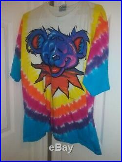 Vintage 90s Liquid Blue Grateful Dead Tye Dye Bears Graphic 2 Sided Shirt XL