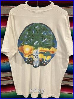 Vintage 90s Men's Grateful Dead Band Skull Bear Peace White T-Shirt XL 23x30