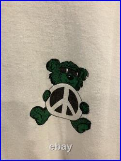 Vintage 90s Men's Grateful Dead Band Skull Bear Peace White T-Shirt XL 23x30