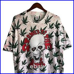 Vintage 90s Stoned To The Bone Marijuana All Over Print Shirt Grateful Dead