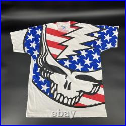 Vintage 93 AOP GRATEFUL DEAD skull summer tour XL single stitch on Liquid Blue