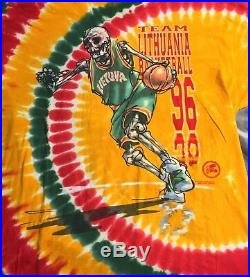Vintage 96 Lithuania Basketball T Shirt Men XXL Liquid Blue Grateful Dead style