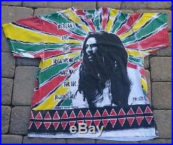 Vintage Bob Marley Vibrations Tee Shirt Tie Dye All Over Print Grateful Dead 90s
