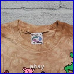 Vintage Deadstock Grateful Dead Bears Tie Dye 1995 Tshirt Tour Liquid Blue XL