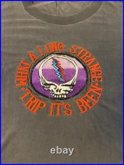 Vintage Distressed Grateful Dead T-Shirt Embroidered What a Long Strange Trip L