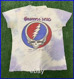 Vintage Grateful Dead 1976 Steal Your Face T Shirt Tie Dye Band Tee Sz Large 70s