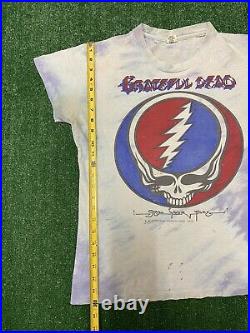 Vintage Grateful Dead 1976 Steal Your Face T Shirt Tie Dye Band Tee Sz Large 70s
