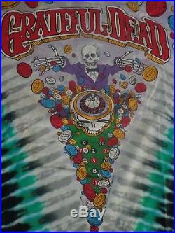Vintage Grateful Dead 1991 Las Vegas Poker Chips Dice Roulette Tie Dye T-shirt L