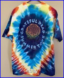 Vintage Grateful Dead 1995 Summer Tour Tie Dye T-Shirt Liquid Rose GDM Size XL