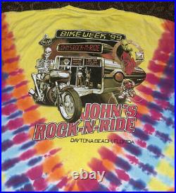 Vintage Grateful Dead 1999 Bike Week Skeleton Tie Dye T-Shirt Size XXL Biker 2XL