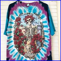 Vintage Grateful Dead 30 Years 1965-1995 90s VTG Tie Dye Liquid Blue T Shirt L