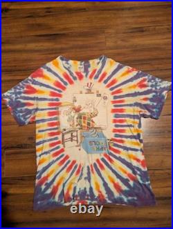 Vintage Grateful Dead April Fools T Shirt Tie Dye Wayne Damage Mens XL