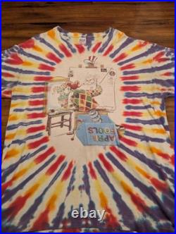 Vintage Grateful Dead April Fools T Shirt Tie Dye Wayne Damage Mens XL