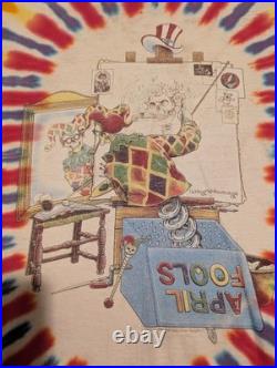 Vintage Grateful Dead April Fools T Shirt Tie Dye Wayne Damage Mens XL