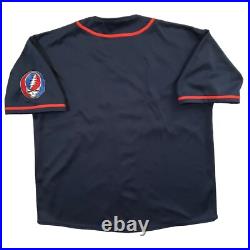Vintage Grateful Dead Baseball Jersey L/XL Embroidered Blue Lightning Skull