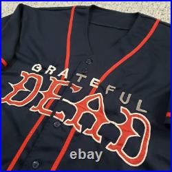 Vintage Grateful Dead Baseball Jersey L/XL Embroidered Blue Lightning Skull
