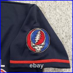 Vintage Grateful Dead Baseball Jersey L/XL Embroidered Blue Lightning Skull
