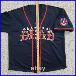 Vintage Grateful Dead Baseball Jersey L/XL Embroidered Blue Lightning Skull