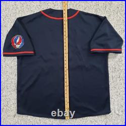 Vintage Grateful Dead Baseball Jersey L/XL Embroidered Blue Lightning Skull