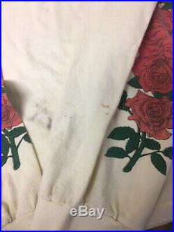 Vintage Grateful Dead Bertha Skeleton Roses Long Sleeve Shirt Sz XL 80s