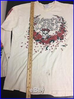 Vintage Grateful Dead Bertha Skeleton Roses Long Sleeve Shirt Sz XL 80s