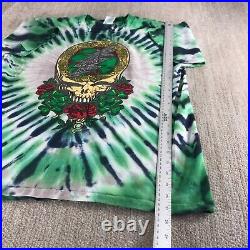 Vintage Grateful Dead Concert Band Shirt Large Green Tie Dye Skull Single Stitch