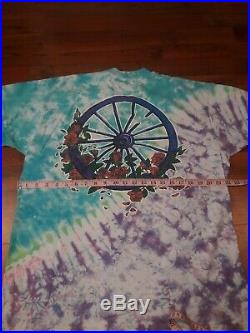 Vintage Grateful Dead Concert Band Tour T Shirt Tie Dye 1990 XL 90s Roses Wagon